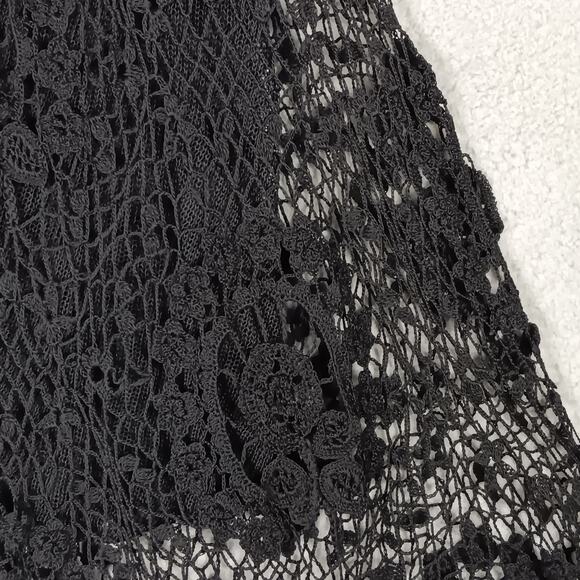 Set of 3 Piece Open Knit Skirt Top and Cardi Size Medium Black Floral Pattern - Picture 9 of 15